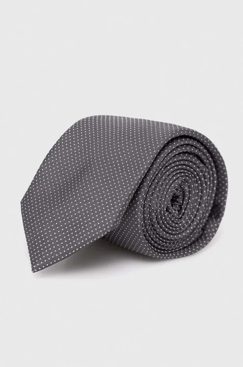 Svilena kravata HUGO siva barva
