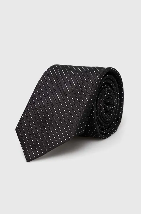 Svilena kravata BOSS črna barva