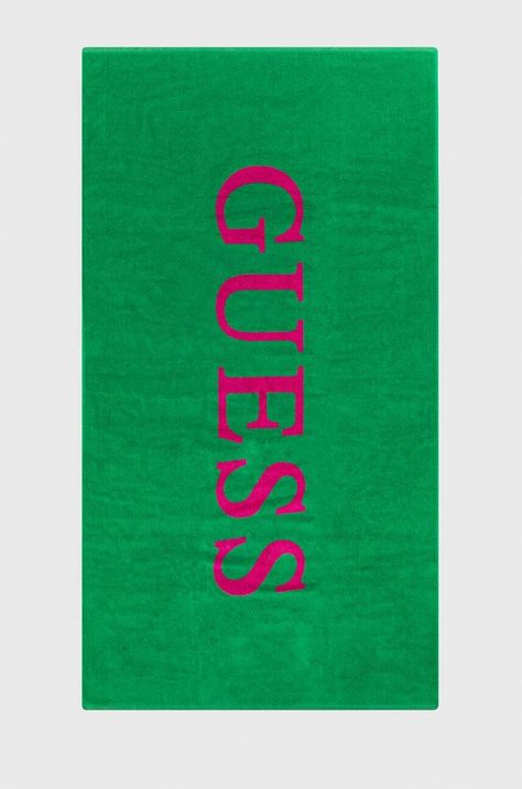 Βαμβακερή πετσέτα Guess χρώμα: πράσινο
