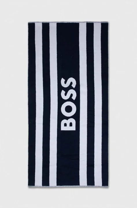Βαμβακερή πετσέτα BOSS χρώμα: ναυτικό μπλε