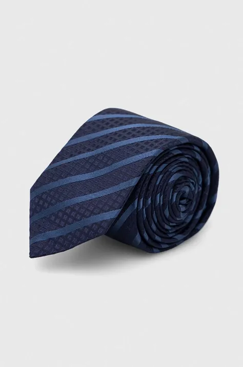 Kravata od svile HUGO boja: tamno plava
