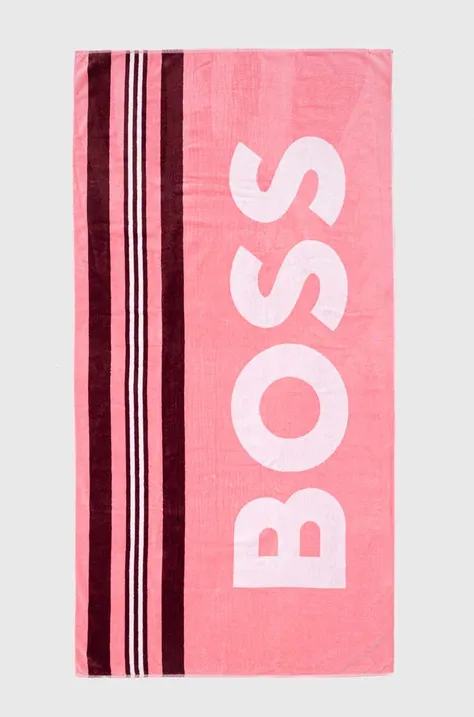 Βαμβακερή πετσέτα BOSS χρώμα: ροζ