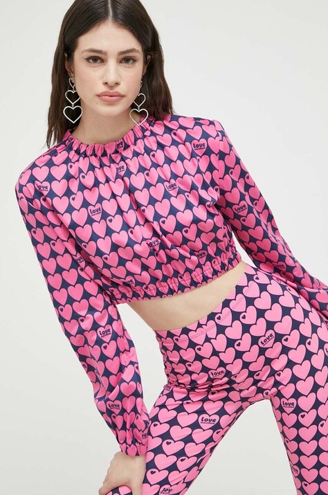 Love Moschino bluza femei, culoarea roz, modelator