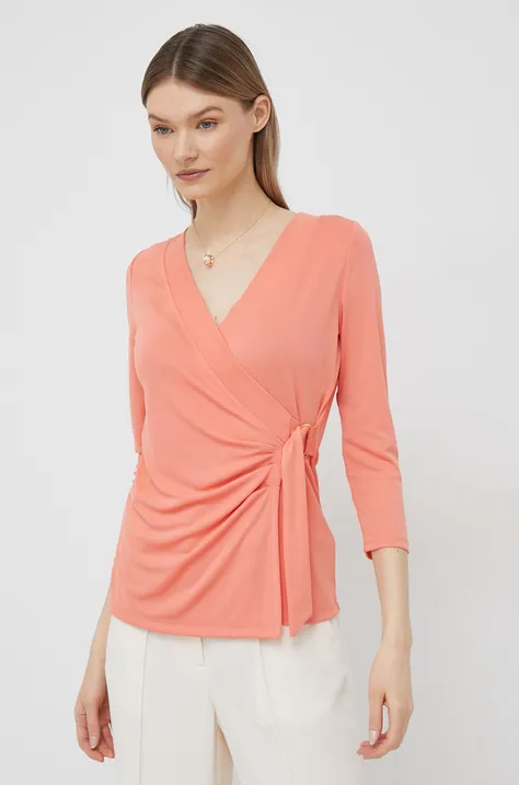 Lauren Ralph Lauren bluzka damska kolor pomarańczowy gładka