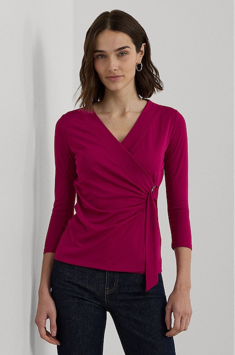 Lauren Ralph Lauren bluza femei, culoarea portocaliu, neted, 200889081