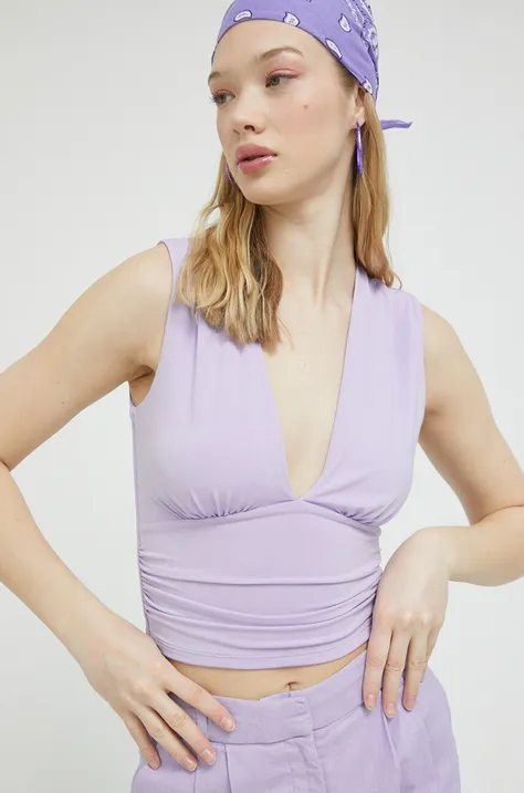 Abercrombie & Fitch bluzka damska kolor fioletowy gładka