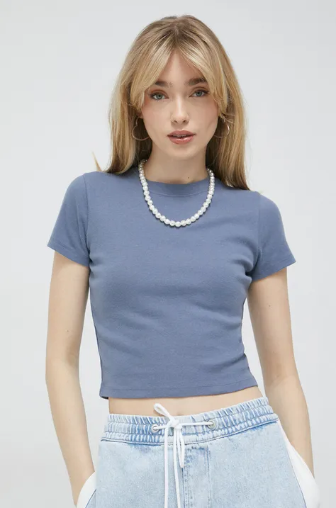 Hollister Co. t-shirt bawełniany kolor niebieski