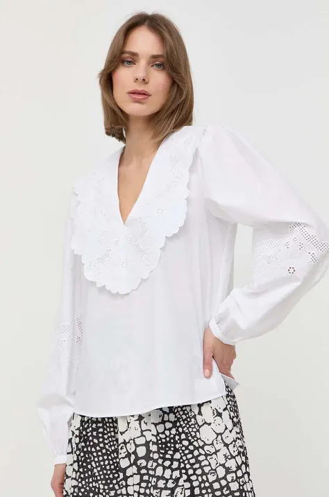Βαμβακερή μπλούζα Twinset γυναικεία, χρώμα: άσπρο