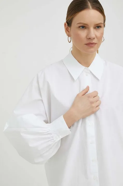 Бавовняна сорочка Drykorn жіноча колір білий relaxed класичний комір