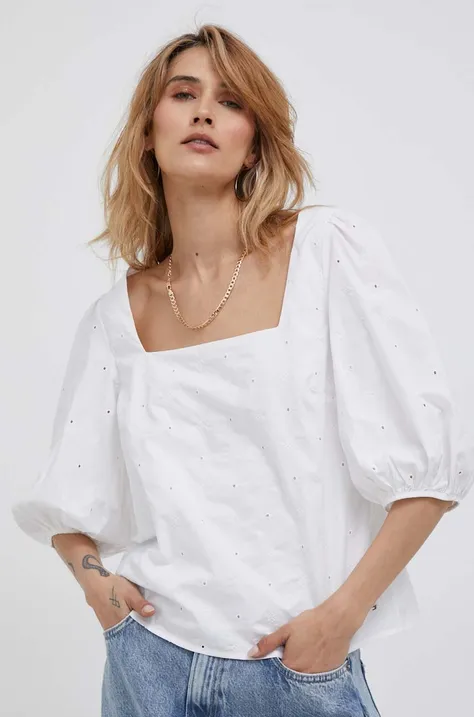 Βαμβακερή μπλούζα Tommy Hilfiger γυναικεία, χρώμα: άσπρο
