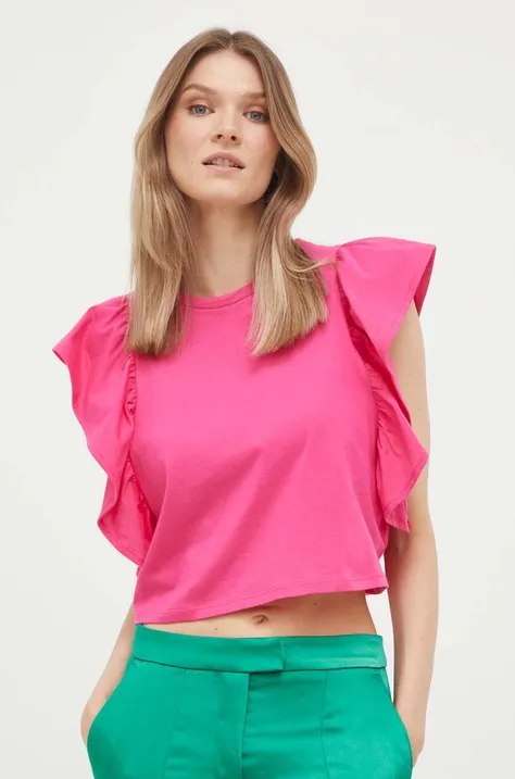 Pamučna majica United Colors of Benetton boja: ružičasta