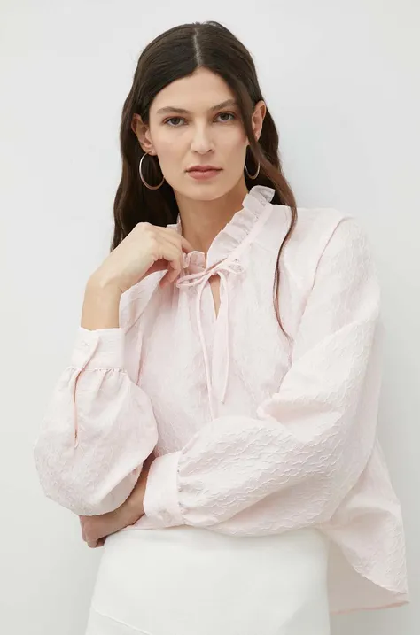 Блузка Samsoe Samsoe жіноча колір рожевий однотонна