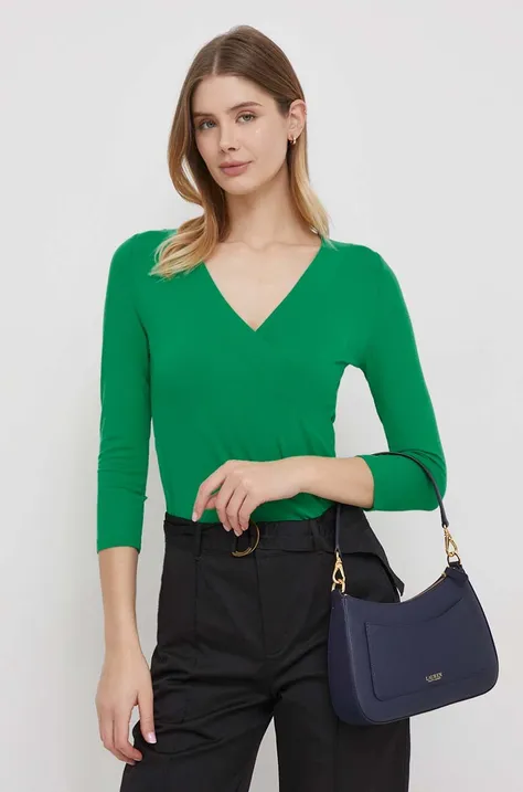 Lauren Ralph Lauren bluzka damska kolor zielony gładka