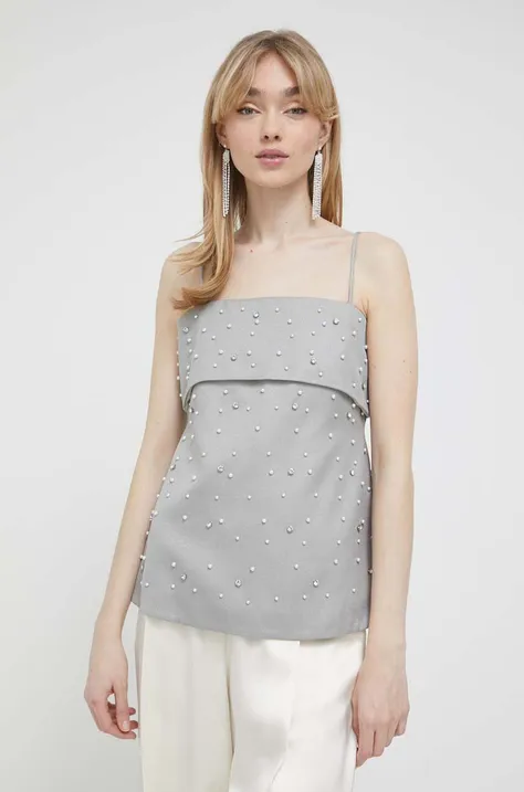 Блузка с примесью шерсти Stine Goya цвет серый с аппликацией