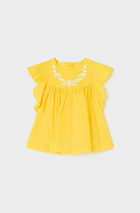 Pamučna bluza za bebe Mayoral boja: žuta, glatka