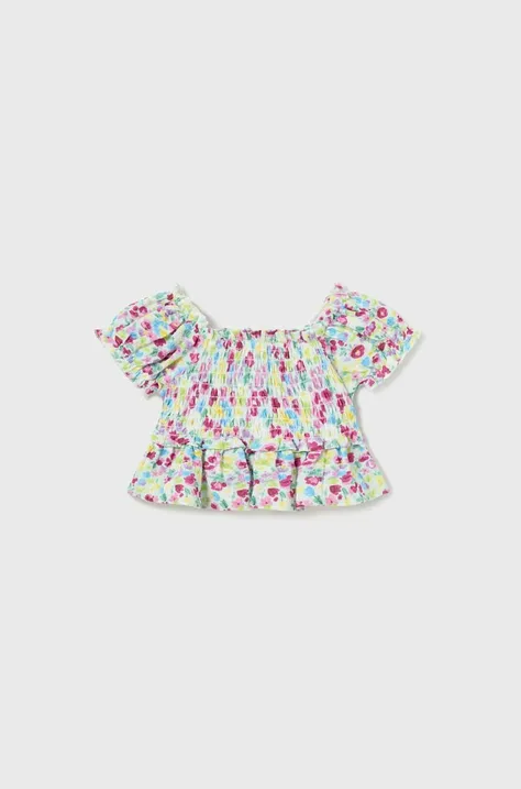 Хлопковая блузка для младенцев Mayoral цвет бирюзовый узор