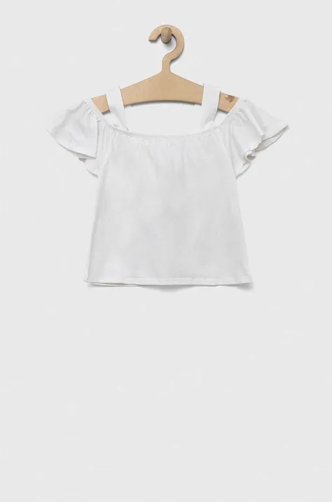 Детская хлопковая блузка United Colors of Benetton цвет белый однотонная