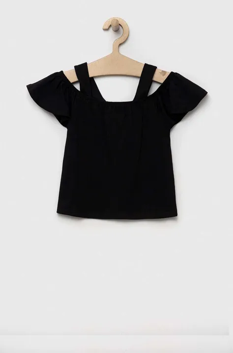 United Colors of Benetton bluza de bumbac pentru copii culoarea negru, neted