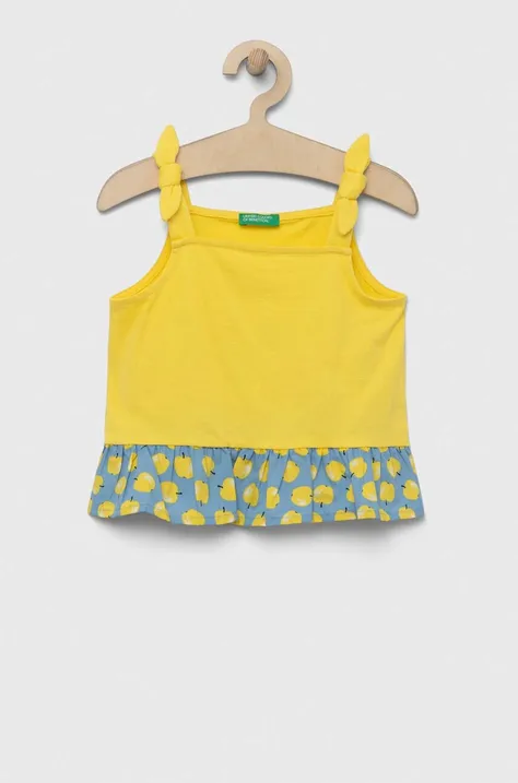 Дитяча бавовняна блузка United Colors of Benetton колір жовтий візерунок