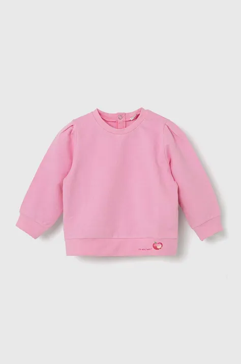 United Colors of Benetton bluza niemowlęca kolor różowy z nadrukiem
