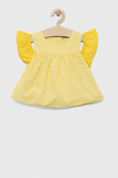 Детская хлопковая блузка United Colors of Benetton цвет жёлтый узор