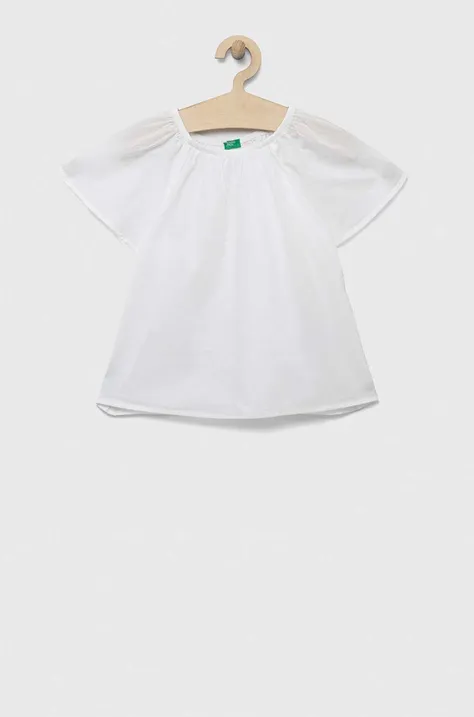 Dječja pamučna bluza United Colors of Benetton boja: bijela