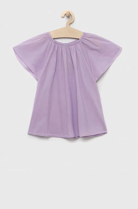 Дитяча бавовняна блузка United Colors of Benetton колір фіолетовий