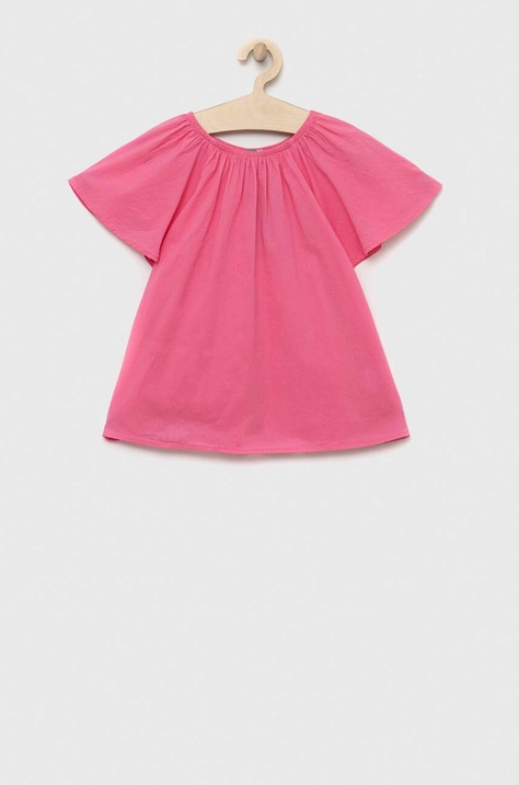 United Colors of Benetton bluza de bumbac pentru copii culoarea roz