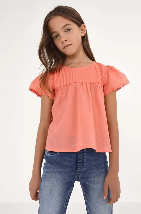 Детская хлопковая блузка Mayoral цвет оранжевый однотонная