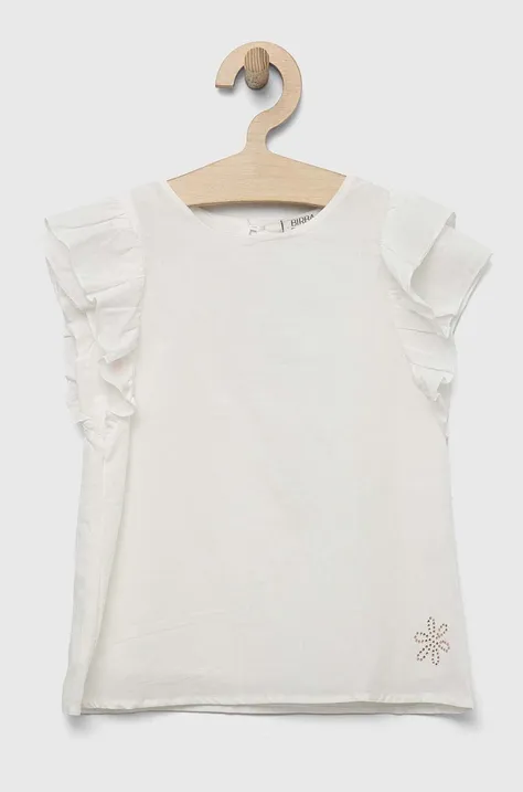 Дитяча бавовняна блузка Birba&Trybeyond колір білий однотонна