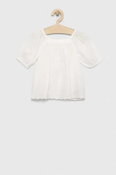 Детская хлопковая блузка GAP цвет белый однотонная