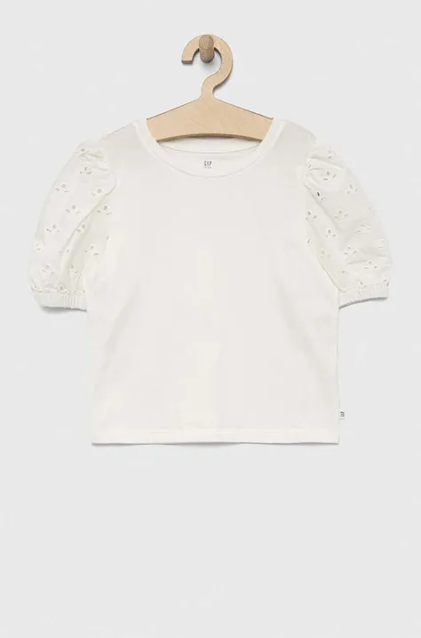 Detské bavlnené tričko GAP biela farba