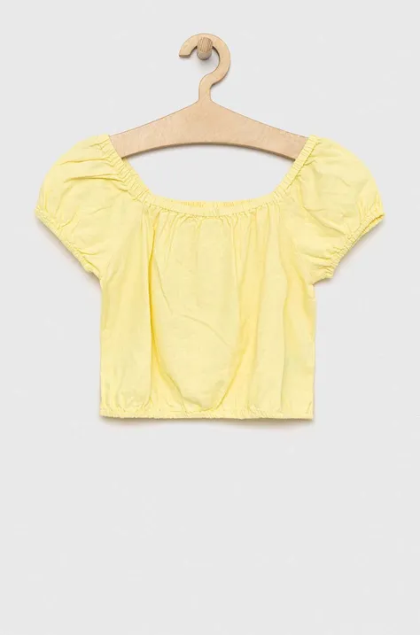 Дитяча льняна блузка GAP колір жовтий однотонна