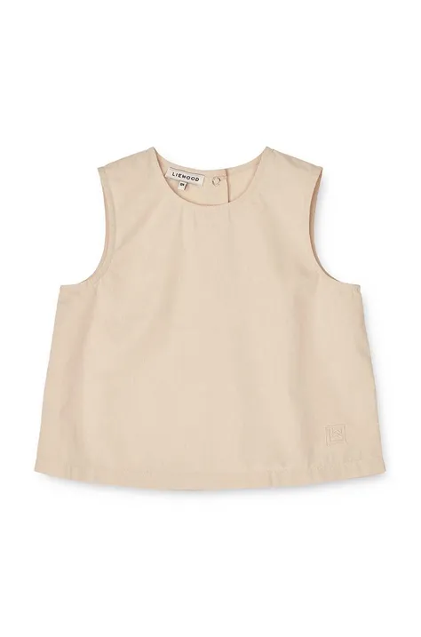 Хлопковая блузка для младенцев Liewood цвет бежевый однотонная
