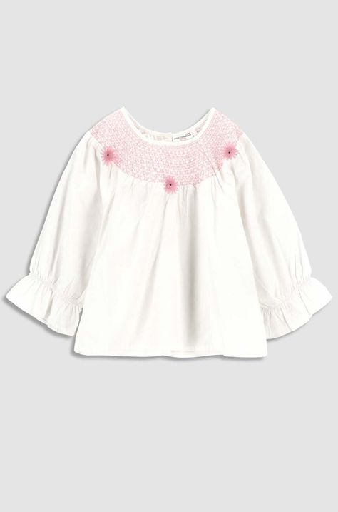Детска памучна блуза Coccodrillo в бяло с апликация