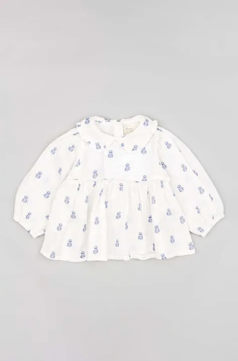 zippy bluzka bawełniana niemowlęca kolor biały wzorzysta