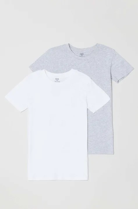 OVS t-shirt piżamowy dziecięcy 2-pack kolor szary melanżowa