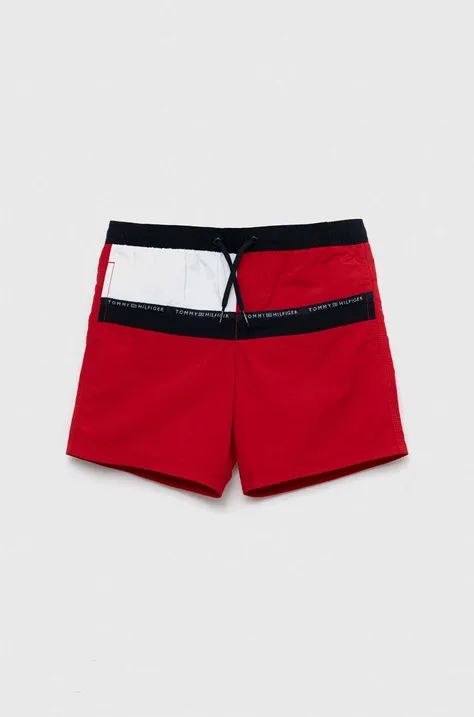 Otroške kopalne kratke hlače Tommy Hilfiger rdeča barva