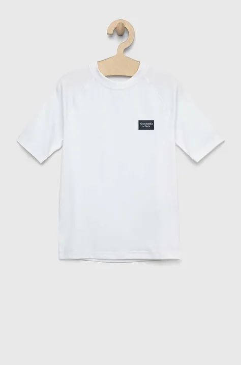 Abercrombie & Fitch t-shirt kąpielowy dziecięcy kolor biały