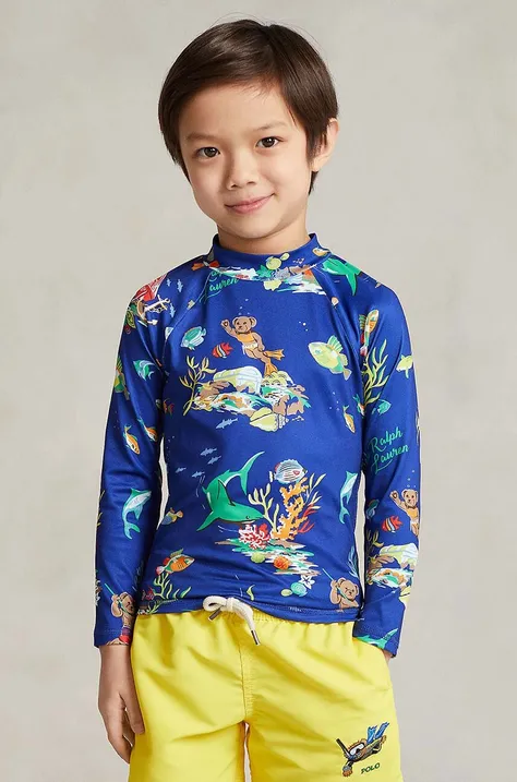 Detské tričko s dlhým rukávom na kúpanie Polo Ralph Lauren tmavomodrá farba
