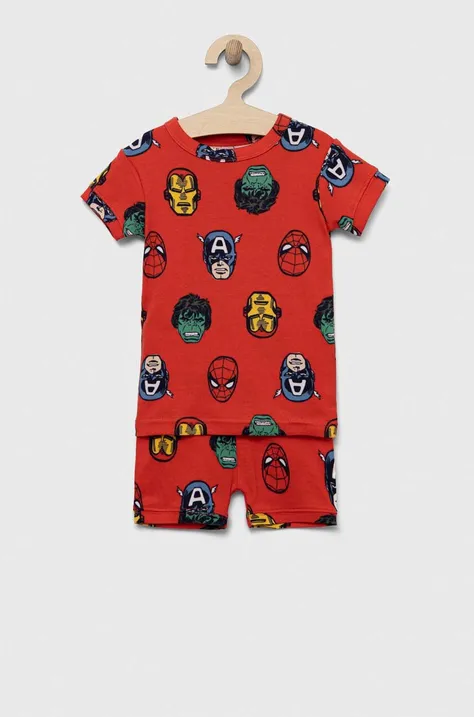 GAP piżama bawełniana dziecięca x Marvel kolor czerwony wzorzysta