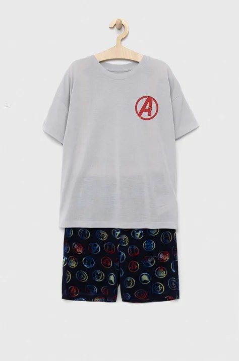 Otroška pižama GAP x Marvel siva barva