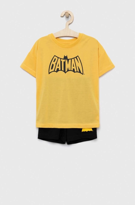 GAP pijama copii culoarea galben, cu imprimeu