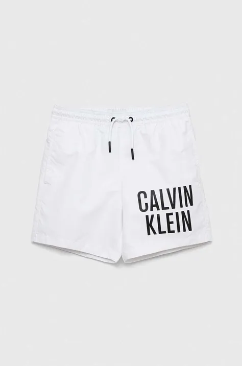 Otroške kopalne kratke hlače Calvin Klein Jeans bela barva