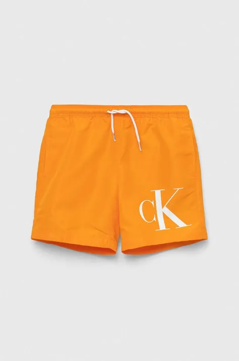 Calvin Klein Jeans pantaloni scurti de baie copii culoarea portocaliu