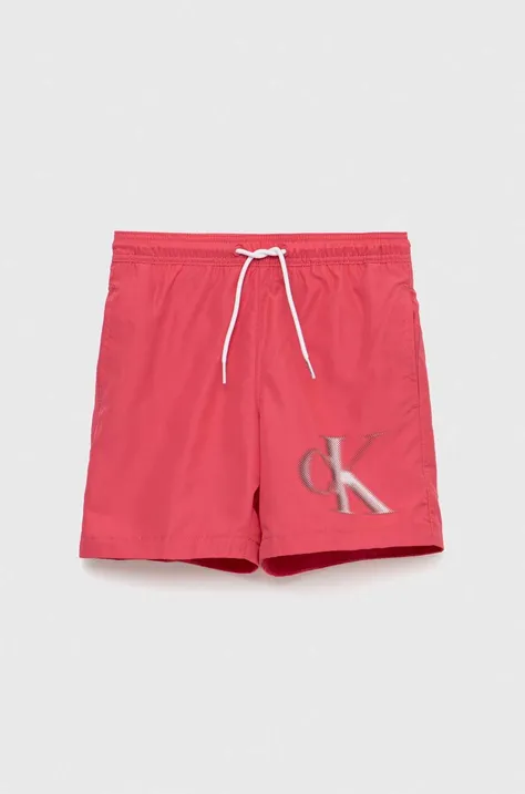 Otroške kopalne kratke hlače Calvin Klein Jeans roza barva