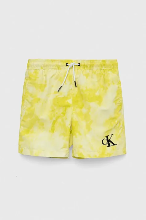 Otroške kopalne kratke hlače Calvin Klein Jeans rumena barva