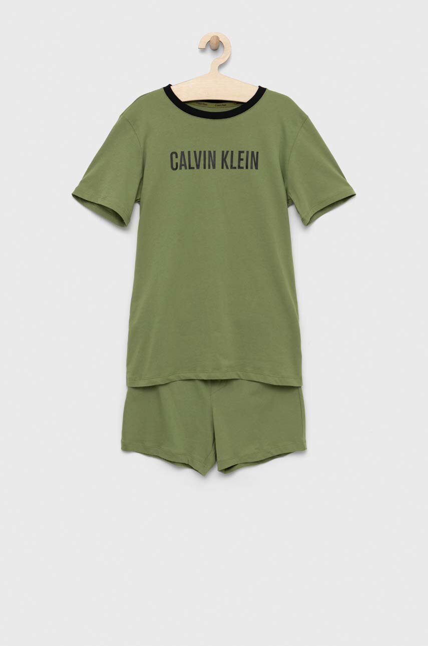Calvin Klein Underwear t-shirt i bokserki kolor zielony z nadrukiem