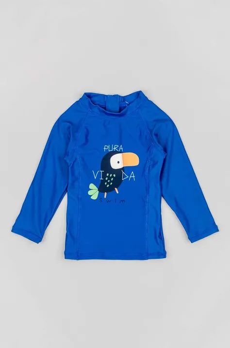 Otroška dolga majica za kopanje zippy mornarsko modra barva