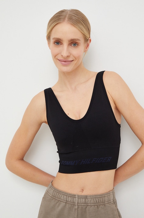 Спортен сутиен Tommy Hilfiger в черно с изчистен дизайн